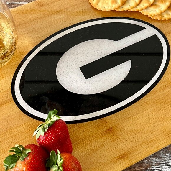 2pc Georgia Bulldogs Cutting Board Resin Wood Charcuterie Cheese Gift UGA - Picture 4 of 6